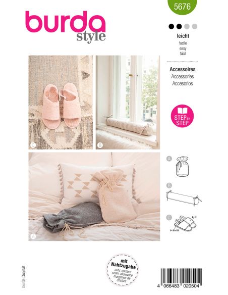 Patron de housse et pantoufles - Burda 5676