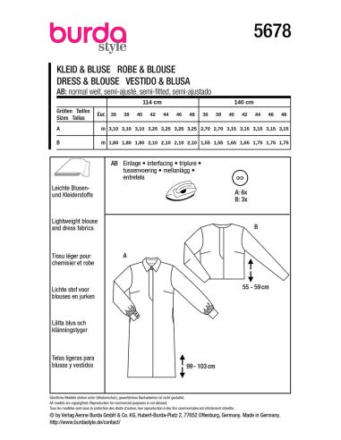 Patron de robe et chemisier - Burda 5678