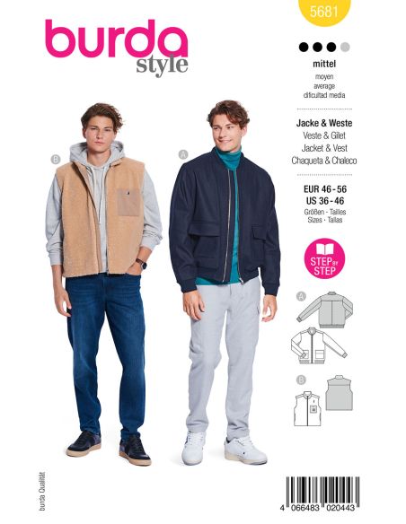 Patron de blouson et gilet - Burda 5681