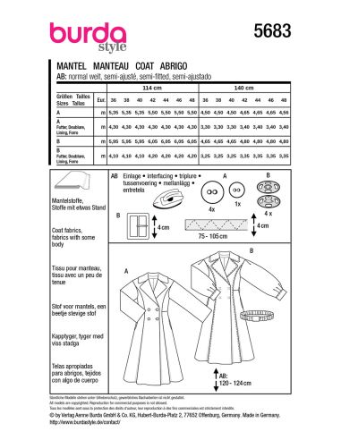 Patron de manteau - Burda 5683