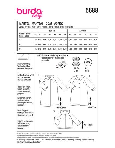 Patron de manteau et veste - Burda 5688