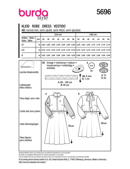 Patron de robe - Burda 5696