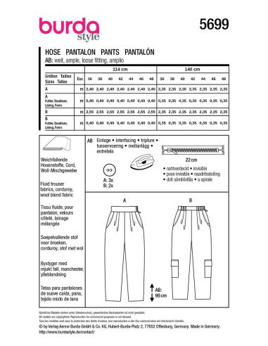 Patron de pantalon - Burda 5699