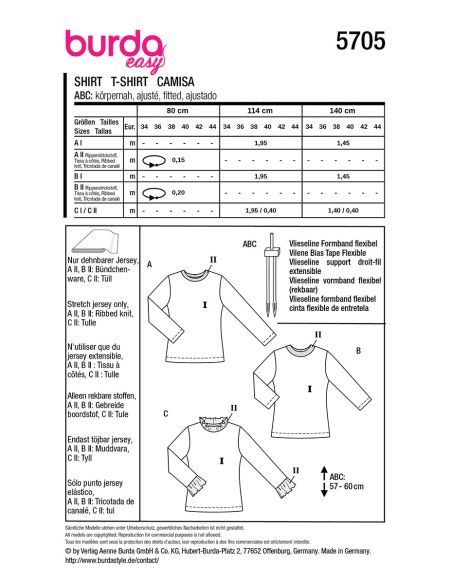 Patron de T-shirt - Burda 5705