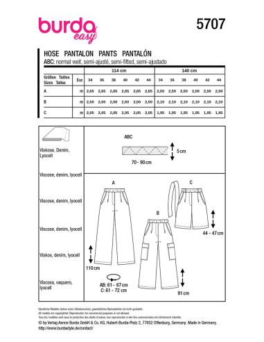 Patron de pantalon - Burda 5707