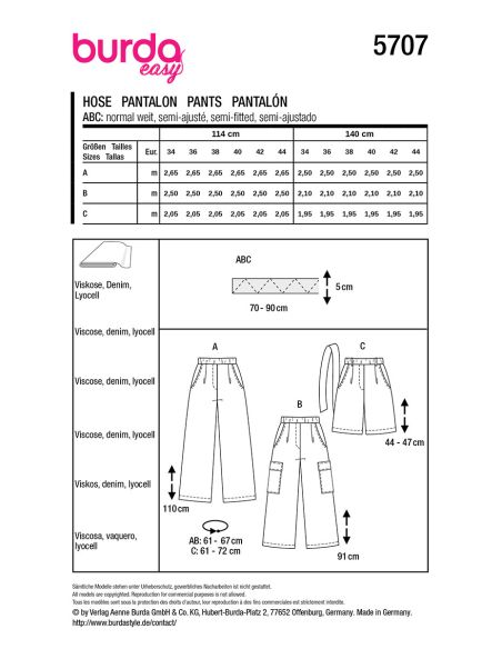 Patron de pantalon - Burda 5707