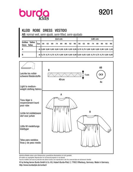 Patron de robe - Burda 9201
