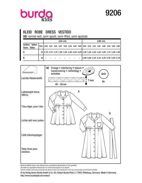 Patron de robe - Burda 9206
