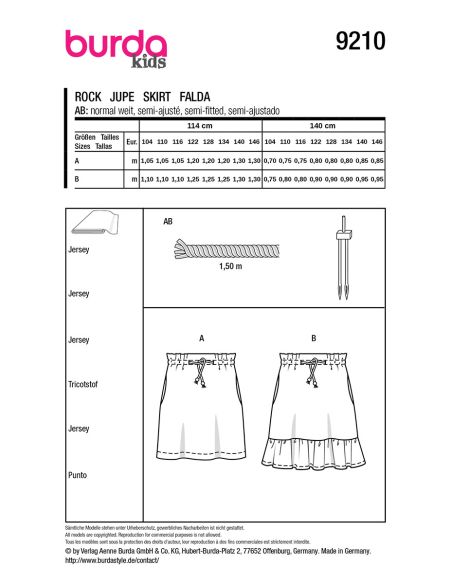 Patron de jupes - Burda 9210