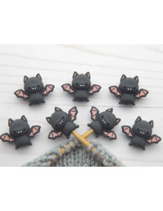 Bouchons stoppeurs de mailles pour aiguilles à tricoter - Chauve-souris 2