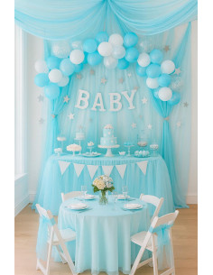 Tissu organza - Bleu layette 2