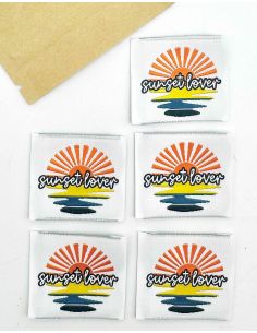 Lot de 5 étiquettes tissées à coudre Sunset Lover 2