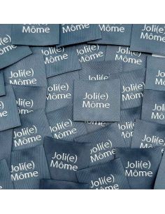 Lot de 5 étiquettes tissées à coudre Joli Môme gris