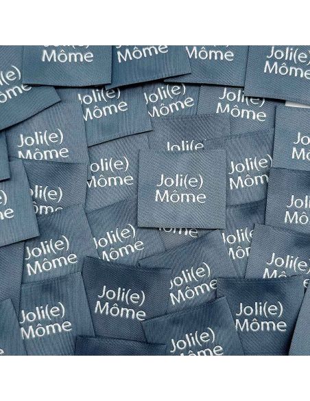 Lot de 5 étiquettes tissées à coudre Joli Môme gris