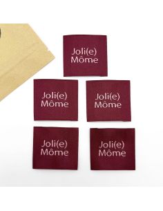 Lot de 5 étiquettes tissées à coudre Joli Môme bordeaux 2