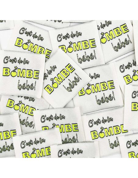 Lot de 5 étiquettes tissées à coudre C'est de la bombe Bébé !