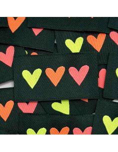 Lot de 5 étiquettes tissées à coudre 3 Coeurs