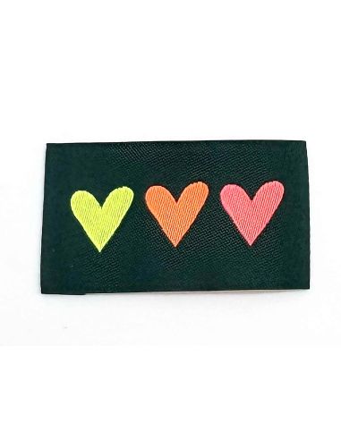 Lot de 5 étiquettes tissées à coudre 3 Coeurs