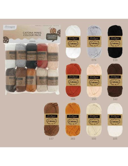 Sachet de 10 pelotes Scheepjes Catona Colour Pack - Cookies