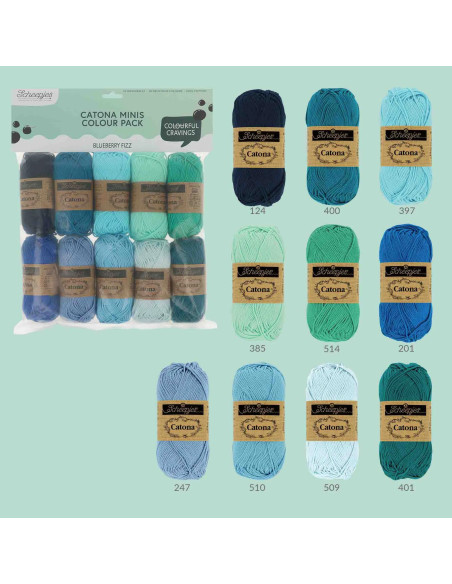 Sachet de 10 pelotes Scheepjes Catona Colour Pack - Blueberry Fizz