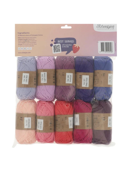 Sachet de 10 pelotes Scheepjes Catona Colour Pack - Berry Bliss