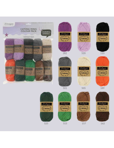 Sachet de 10 pelotes Scheepjes Catona Colour Pack - Midnight feast