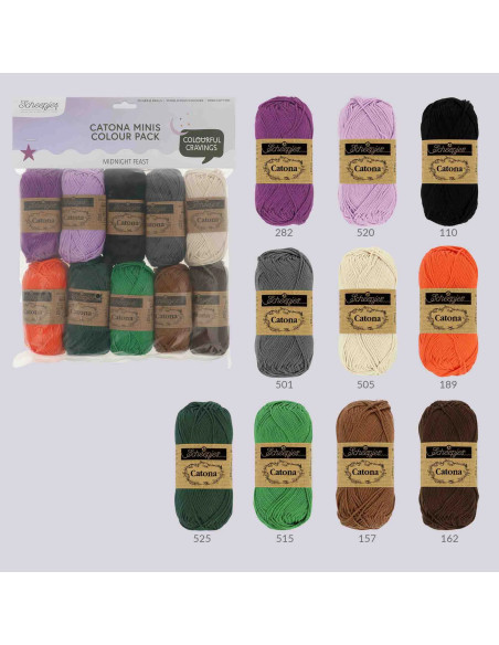 Sachet de 10 pelotes Scheepjes Catona Colour Pack - Midnight feast