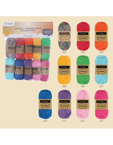 Sachet de 10 pelotes Scheepjes Catona Colour Pack - Fruit Platter