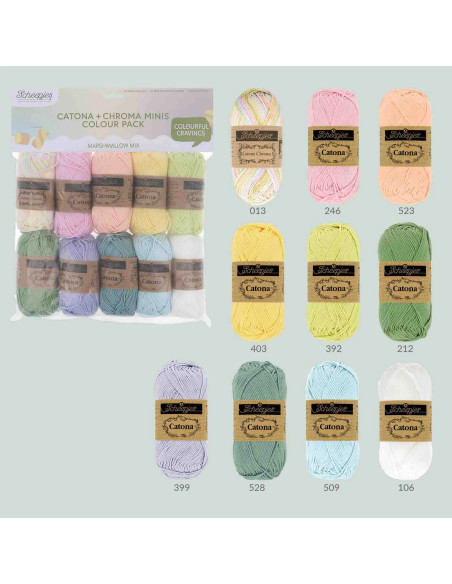 Sachet de 10 pelotes Scheepjes Catona Colour Pack - Marshmallow mix