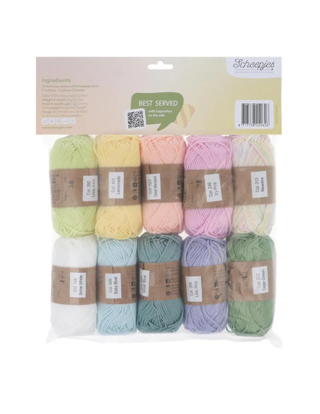 Sachet de 10 pelotes Scheepjes Catona Colour Pack - Marshmallow mix