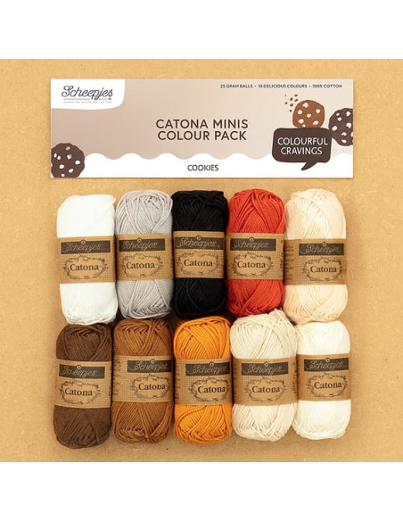 Sachet de 10 pelotes Scheepjes Catona Colour Pack - Cookies