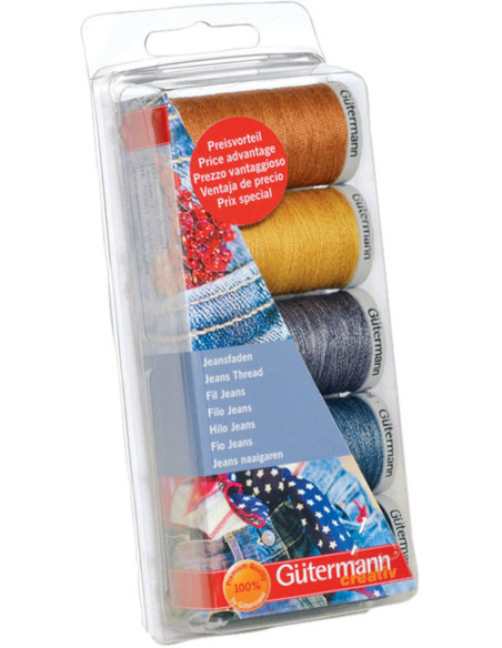 Set de 5 fils à coudre spécial jeans Gütermann