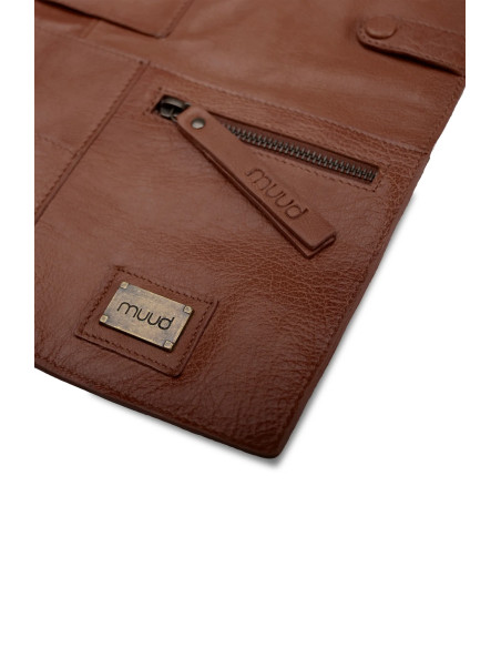 Etui de rangement en cuir pour aiguilles circulaires Muud Stockholm XL - Rich Brown