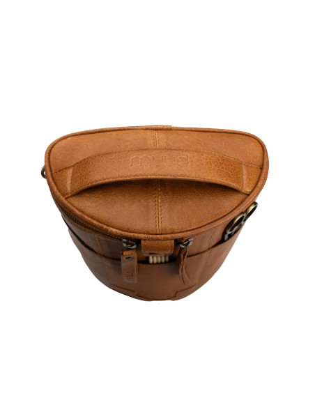 Sac de rangement en cuir pour le tricot Muud Grace - Whisky