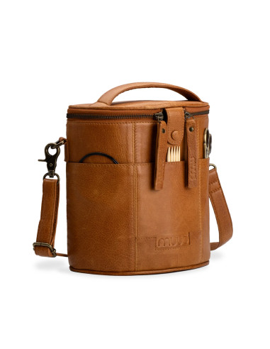 Sac de rangement en cuir pour le tricot Muud Grace - Whisky