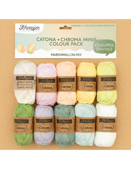 Sachet de 10 pelotes Scheepjes Catona Colour Pack - Marshmallow mix