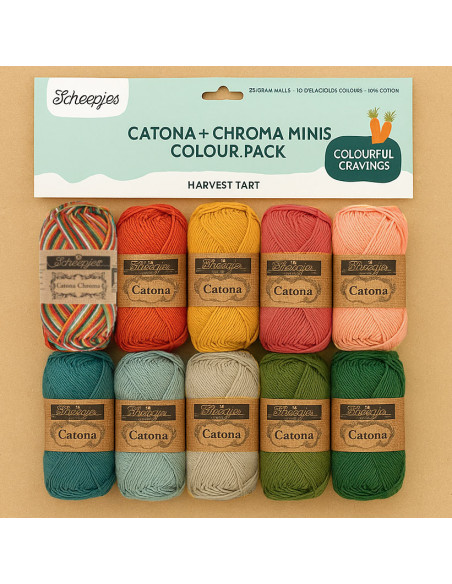 Sachet de 10 pelotes Scheepjes Catona Colour Pack - Harvest tart