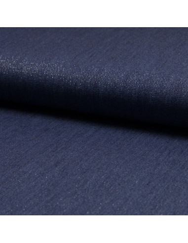 Tissu chambray lurex - Bleu