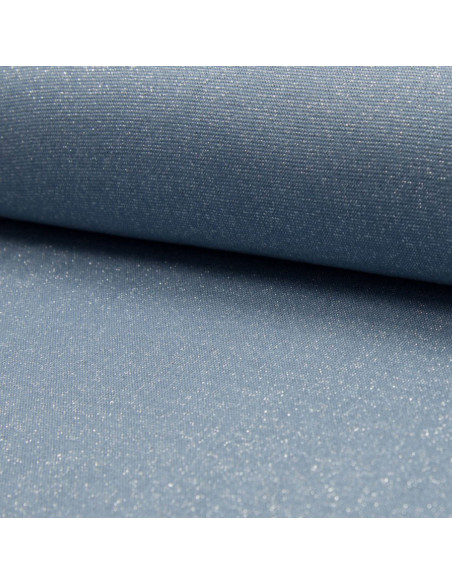 Tissu jersey bord côte lurex - Bleu clair lurex argent