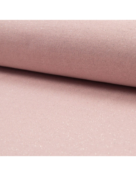 Tissu jersey bord côte lurex - Rose lurex argent