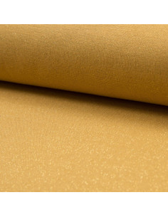 Tissu jersey bord côte lurex - Ocre lurex or