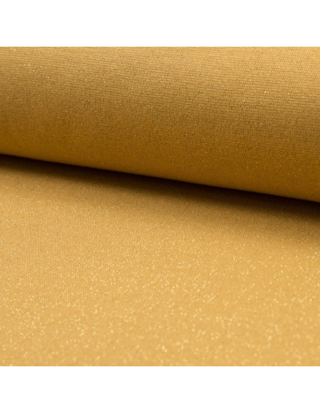 Tissu jersey bord côte lurex - Ocre lurex or