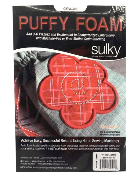 Paquet de 3 feuilles de mousse 3D Puffy 3 mm pour broderie - Blanc