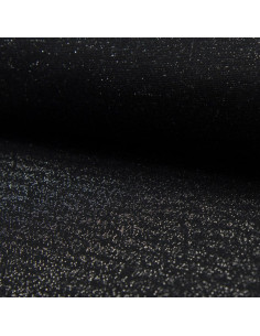 Tissu jersey bord côte lurex - Noir lurex argent