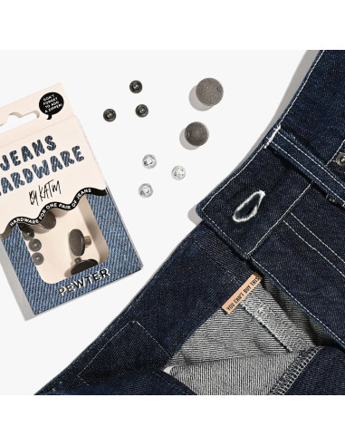 Kit de boutons jeans et rivets - Etain