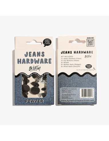 Kit de boutons jeans et rivets - Etain