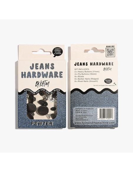 Kit de boutons jeans et rivets - Etain