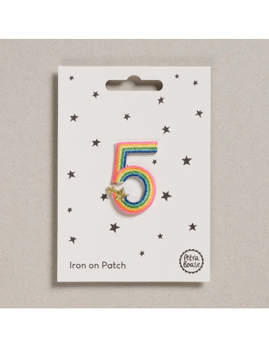 Patch thermocollant - Chiffre 5 arc en ciel