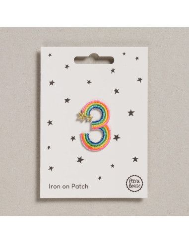 Patch thermocollant - Chiffre 3 arc en ciel