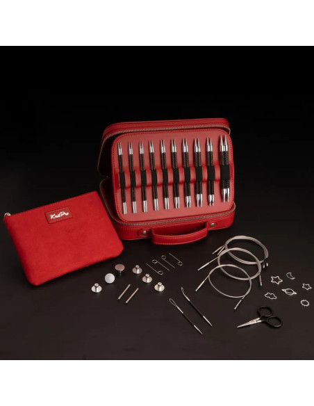 Coffret aiguilles à tricoter circulaires KnitPro Karbonz Elan